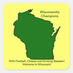 Wisconsinite Champions Football, Cheese and Beer Square Sticker