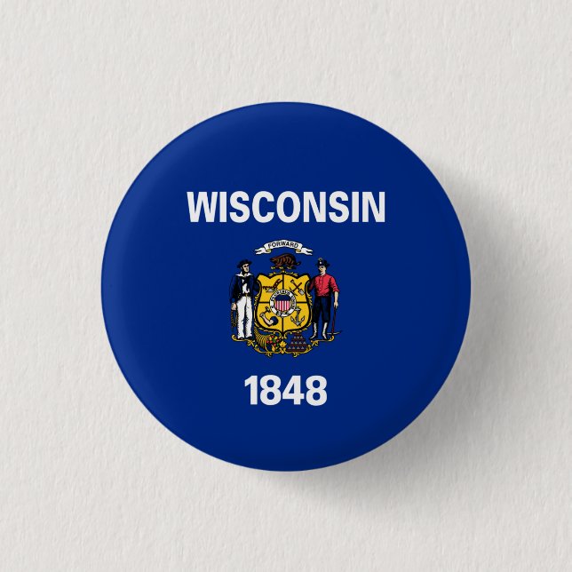 Wisconsinite Flag, Flag of Wisconsin 3 Cm Round Badge (Front)