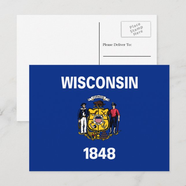 Wisconsinite Flag, Flag of Wisconsin Postcard (Front/Back)