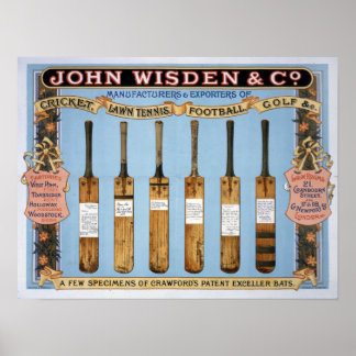 Wisden Cricket Bats, 1895 Poster