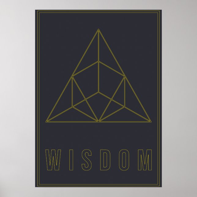 Wisdom affirmation poster yellow geometric origami (Front)