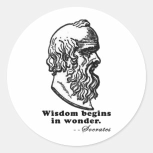Wisdom Begins in Wonder Socrates Quote Tshirt Classic Round Sticker