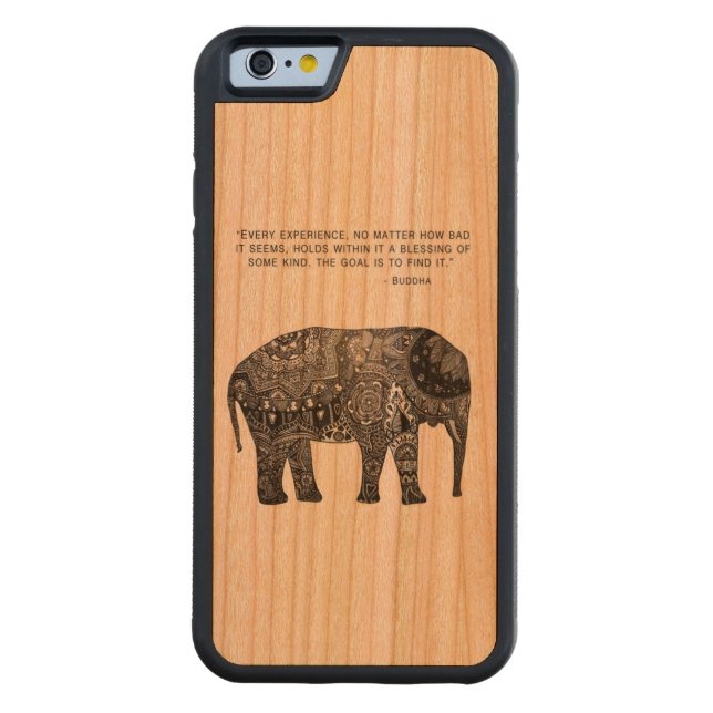 Wisdom Buddha Elephant Phone Carved Wood iPhone Case (Back)