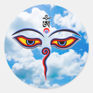 Wisdom Eyes Of Buddha - Bodhnath temple eyes Classic Round Sticker