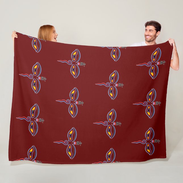 Wisdom Eyes Of Buddha - Bodhnath temple eyes Fleece Blanket (In Situ)