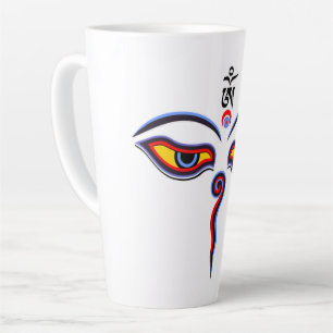 Wisdom Eyes Of Buddha - Bodhnath temple eyes Latte Mug