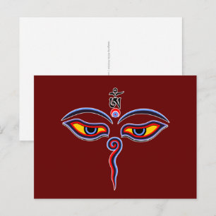 Wisdom Eyes Of Buddha - Bodhnath temple eyes Postcard