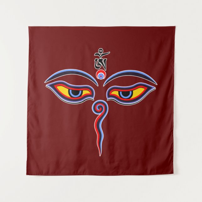 Wisdom Eyes Of Buddha - Bodhnath temple eyes Tapestry (Front)