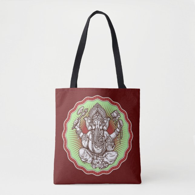 Wisdom Ganapati India Hindu Lord Ganesha Elephant Tote Bag (Front)