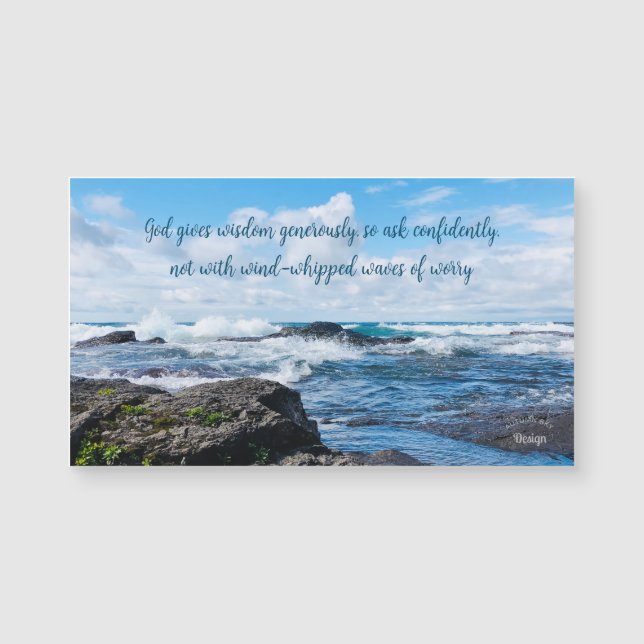Wisdom Inspirational Blue Waves Photography Magnet (Front)