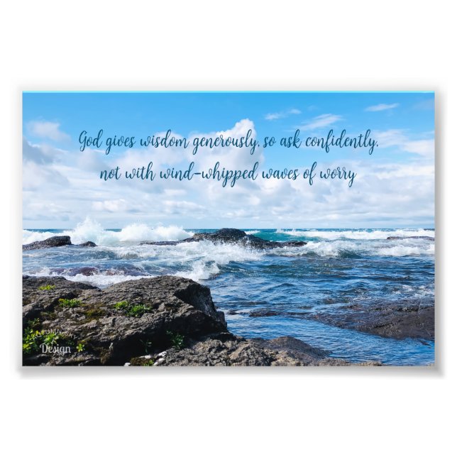 Wisdom Inspirational Blue Waves Photography Photo Print (Front)