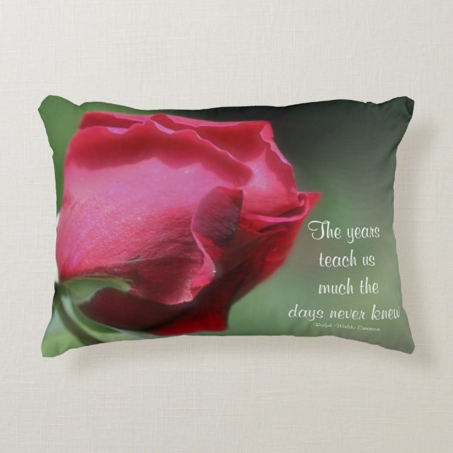 Wisdom Life Quote Rosebud Inspirational  Decorative Cushion (Front)