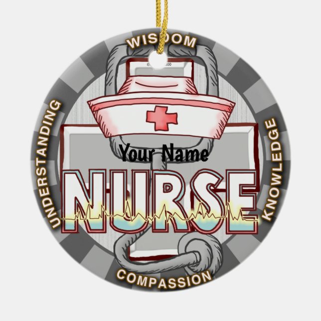 Wisdom nurse  ceramic tree decoration (Front)