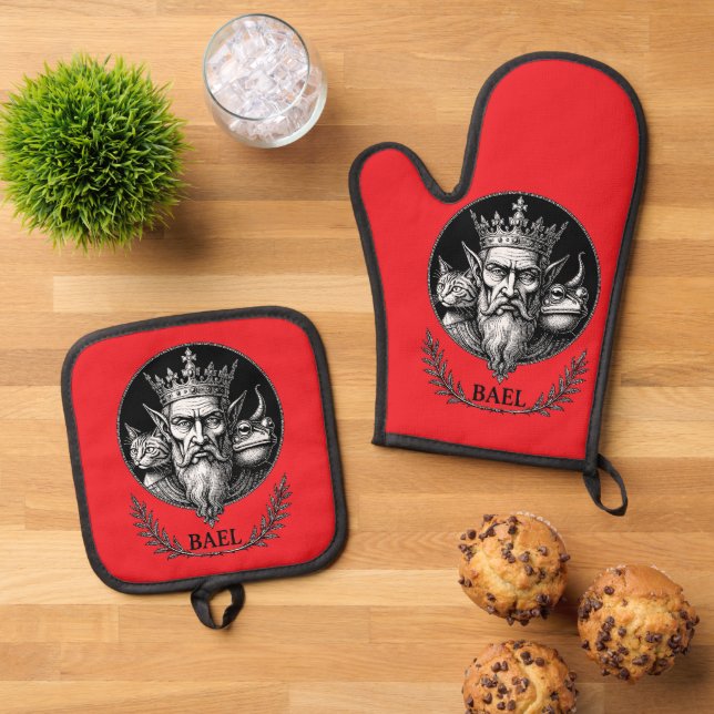 Wisdom of the Triple Gaze Of Bael Oven Mitt & Pot Holder Set (Top Down)