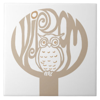 Wisdom owl in a tree tile