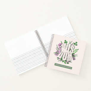 Wisdom Pink Flowers and Leaves Typography Notebook