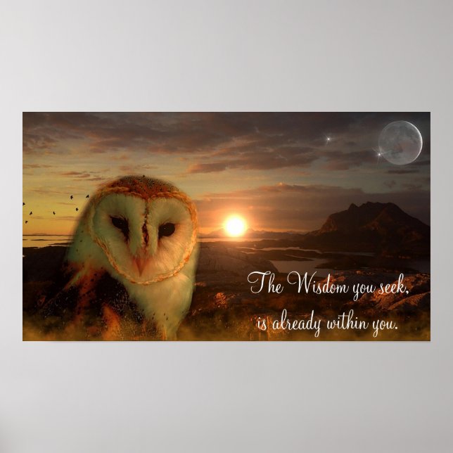 Wisdom Quote, Owl Artwork Poster (Front)