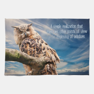 Wisdom Quote Owl hand towel