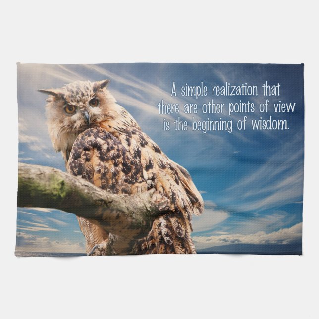 Wisdom Quote Owl hand towel (Horizontal)