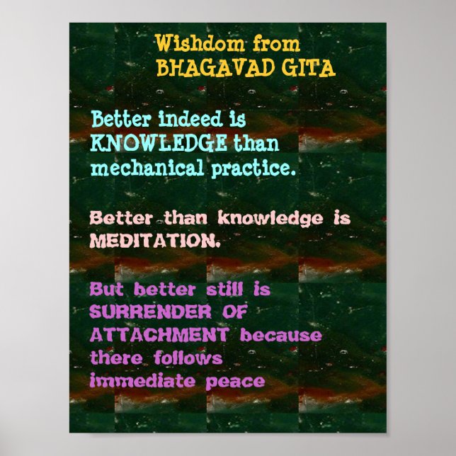 WISDOM Quotes from Bhagavad Gita Poster (Front)