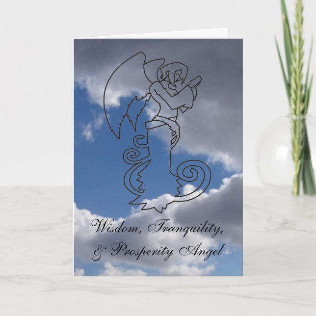 Wisdom, Tranquillity, & Prosperity Angel Holiday Card (Front)