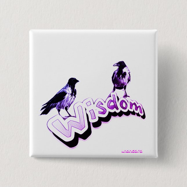 Wisdom - Two wise purple crows 15 Cm Square Badge (Front)