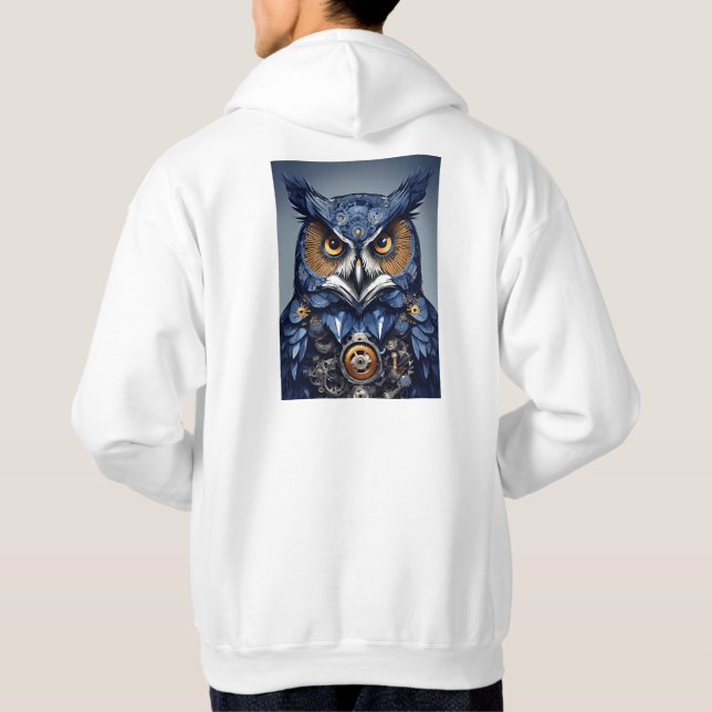 Wisdom Woven: Owl Portrait T-Shirt Hoodie" Hoodie (Back)