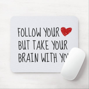 Wise Advice With Red Doodle Heart Mouse Mat