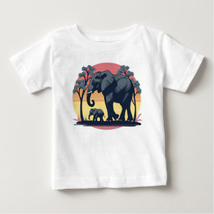 Wise and Wild – Retro Elephant Family Sunset Baby T-Shirt