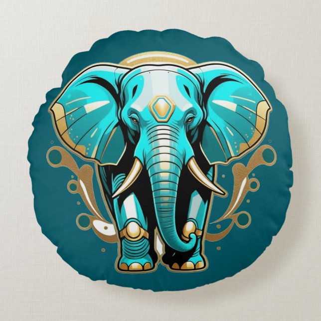 Wise as an Elephant Brushed Polyester Round Cushion (Front)