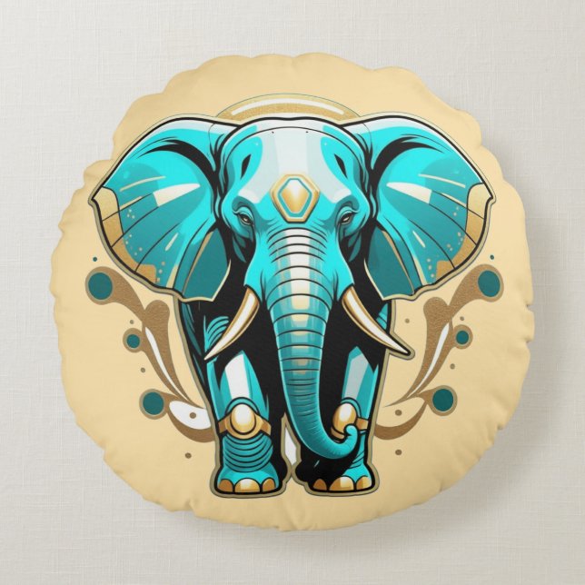 Wise as an Elephant Grade A Catton Round Cushion (Front)