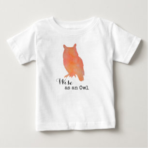 Wise as an Owl Typographical Watercolor Baby T-Shirt