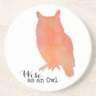 Wise as an Owl Typographical Watercolor Coaster