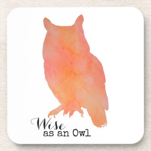 Wise as an Owl Typographical Watercolor Coaster