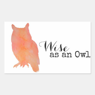 Wise as an Owl Typographical Watercolor Rectangular Sticker