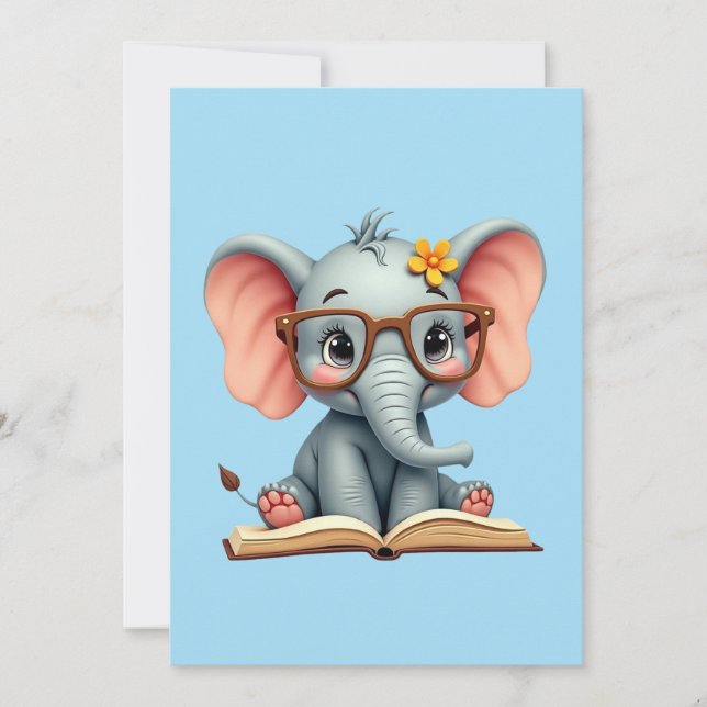 Wise Baby Elephant Invitation (Front)