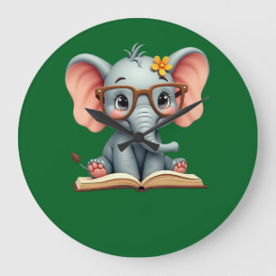 Wise Baby Elephant Large Clock