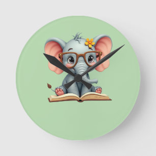 Wise Baby Elephant Round Clock