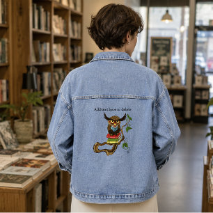 Wise Blue Cute Brown Reading Owl Books Denim Jacket
