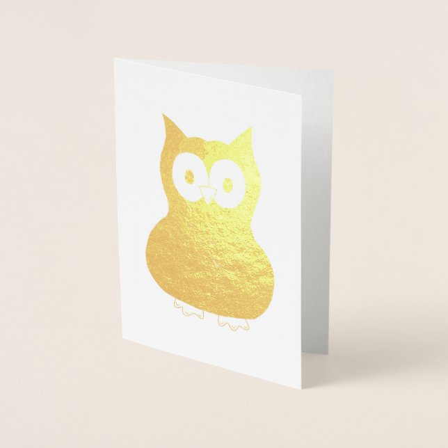Wise Brown Owl Bird Hoot Animal Gift Foil Card (Front)