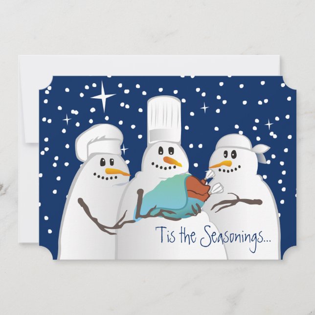 Wise chefs snowmen turkey baby culinary Christmas Holiday Card (Front)