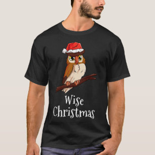 Wise Christmas Merry Christmas Santas Hat Owl T-Shirt