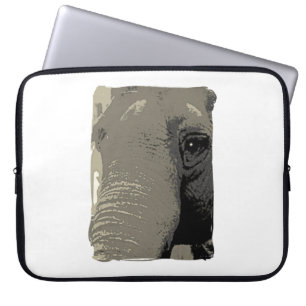 Wise Elephant Eye Closeup in Greys Laptop Sleeve