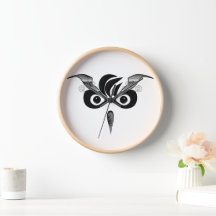 Wise Eyes Wall Clock: Black Owl Design