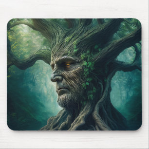 Wise Face in Ancient Tree Mystical Forest Mouse Mat
