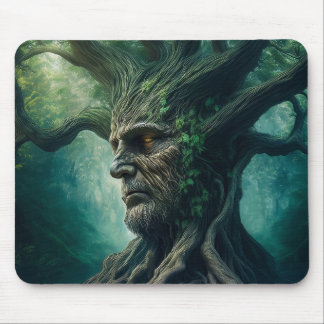 Wise Face in Ancient Tree Mystical Forest Mouse Mat