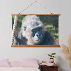 Wise Gorilla Biddy in Close-Up Portrait Hanging Tapestry