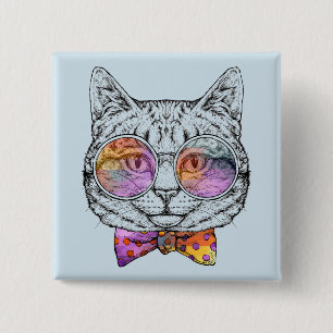 Wise Kitty Kat 15 Cm Square Badge