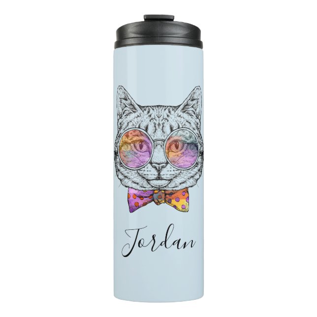 Wise Kitty Kat | Add Your Name Thermal Tumbler (Front)