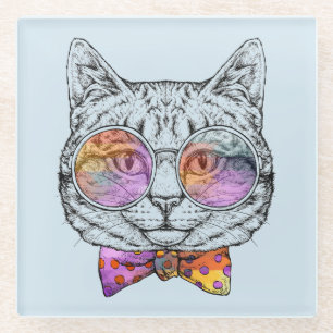 Wise Kitty Kat Glass Coaster